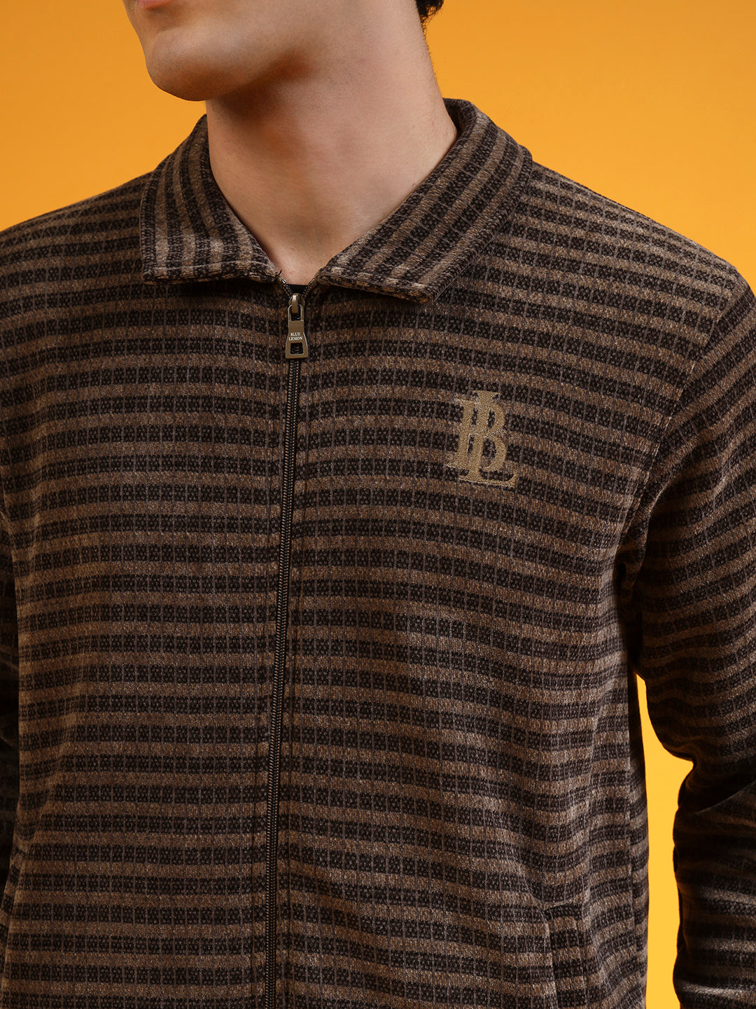 Blue Lemon Brown Knit Zip up Sweatshirt