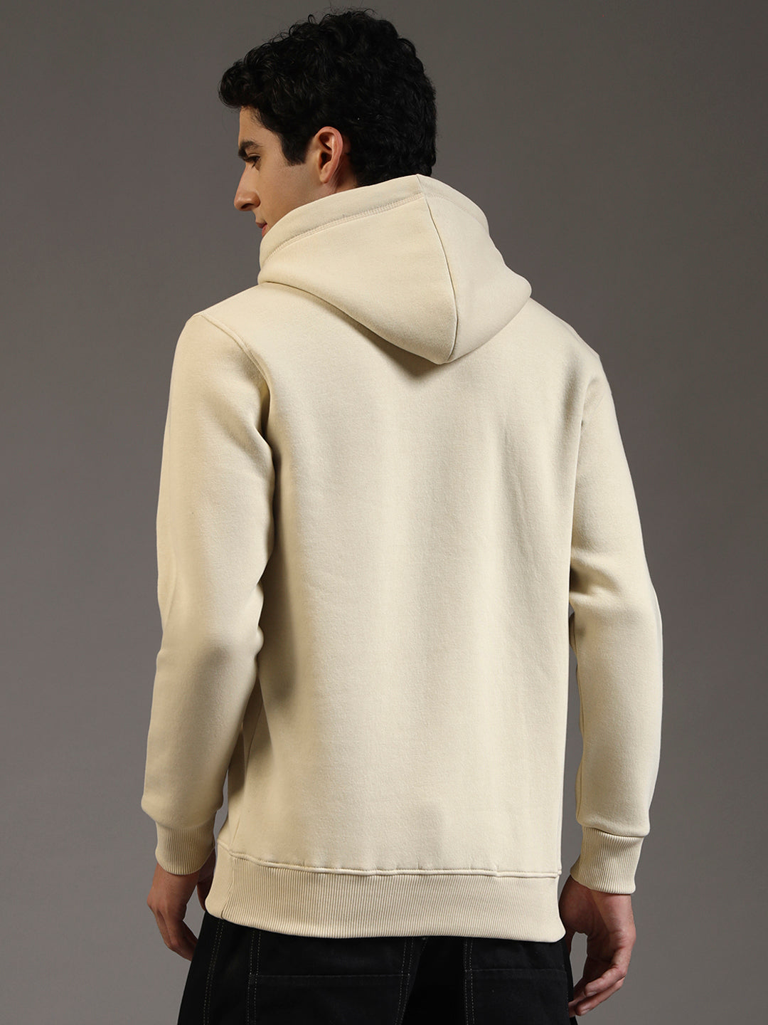 Blue Lemon Printed Sand Beige Hoodie