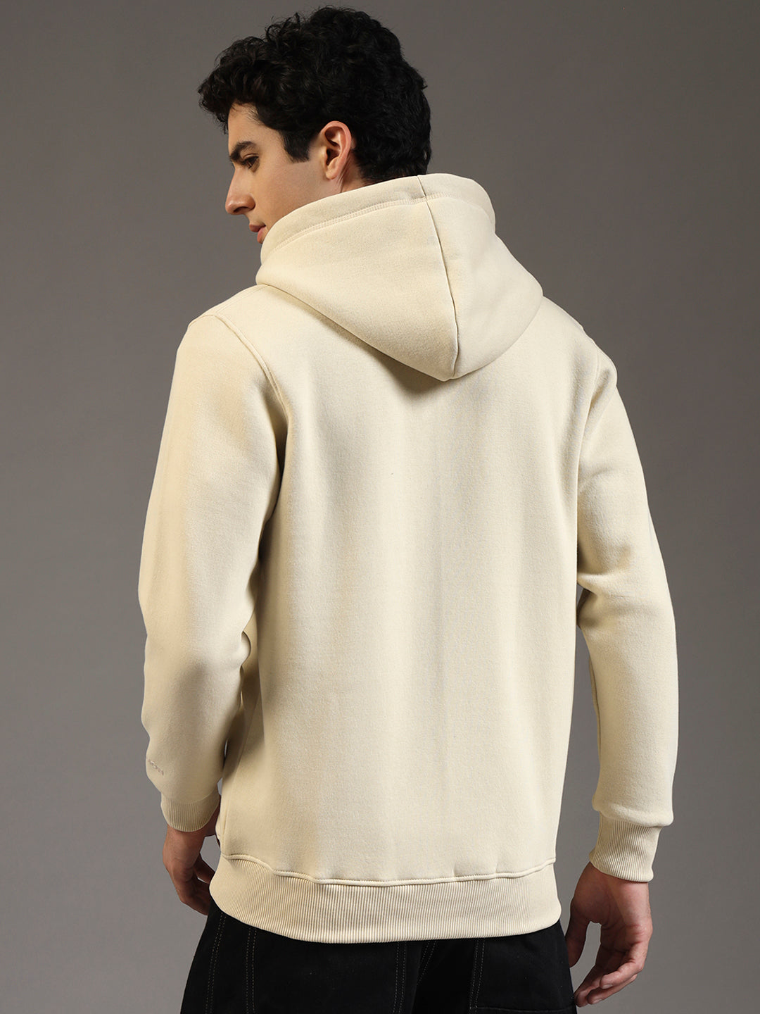 Blue Lemon Beige Printed Zip-Up Hoodie