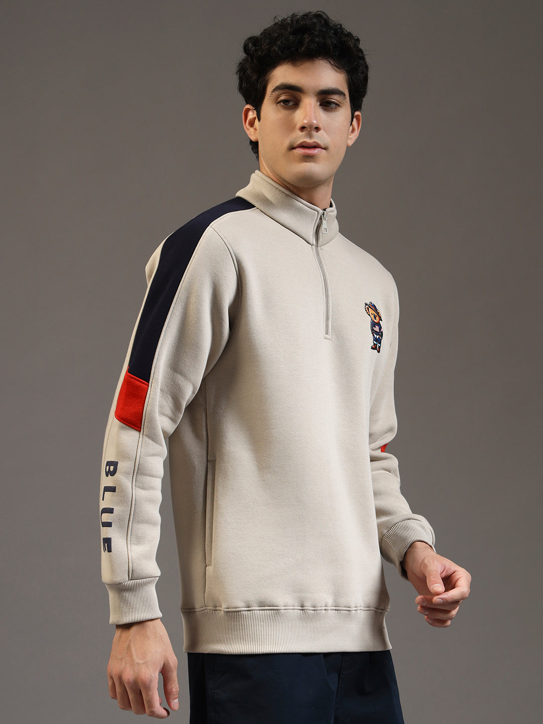 Blue Lemon Snowy White Quater-Zip Sweatshirt
