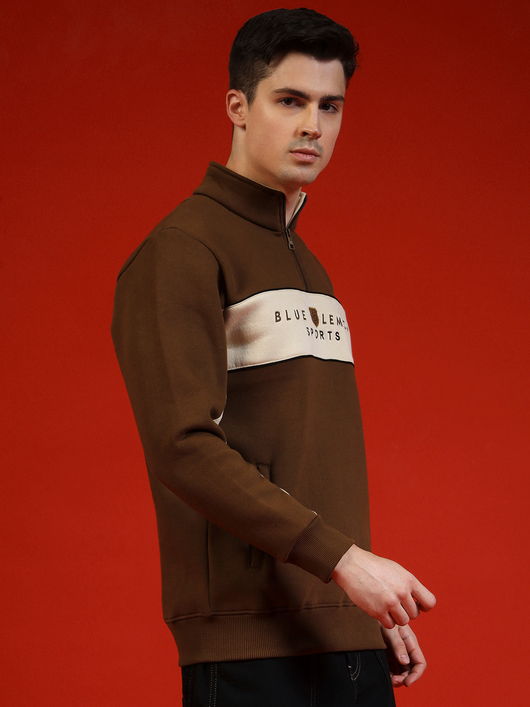 Blue Lemon Sandy Beige Stripe Quarter-Zip Sweatshirt