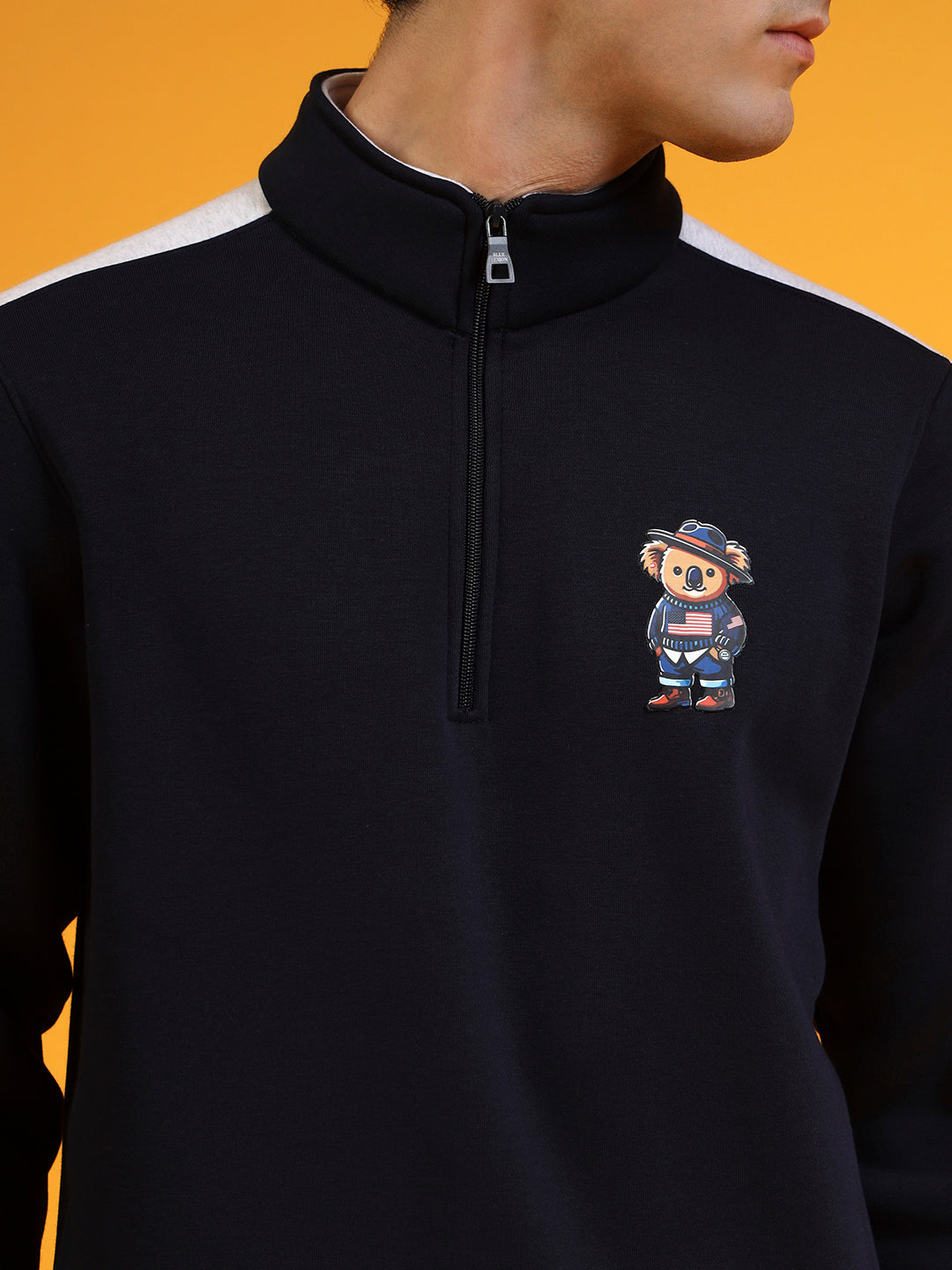 Blue Lemon Dark Blue Quater-Zip Sweatshirt