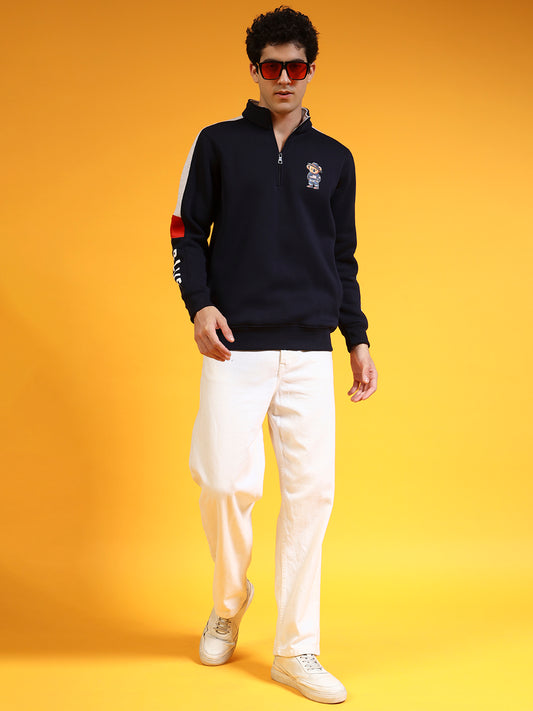 Blue Lemon Dark Blue Quater-Zip Sweatshirt