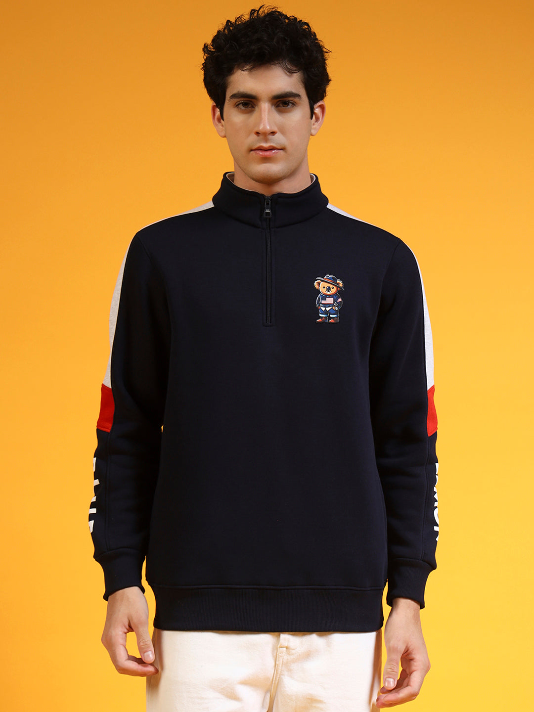 Blue Lemon Dark Blue Quater-Zip Sweatshirt