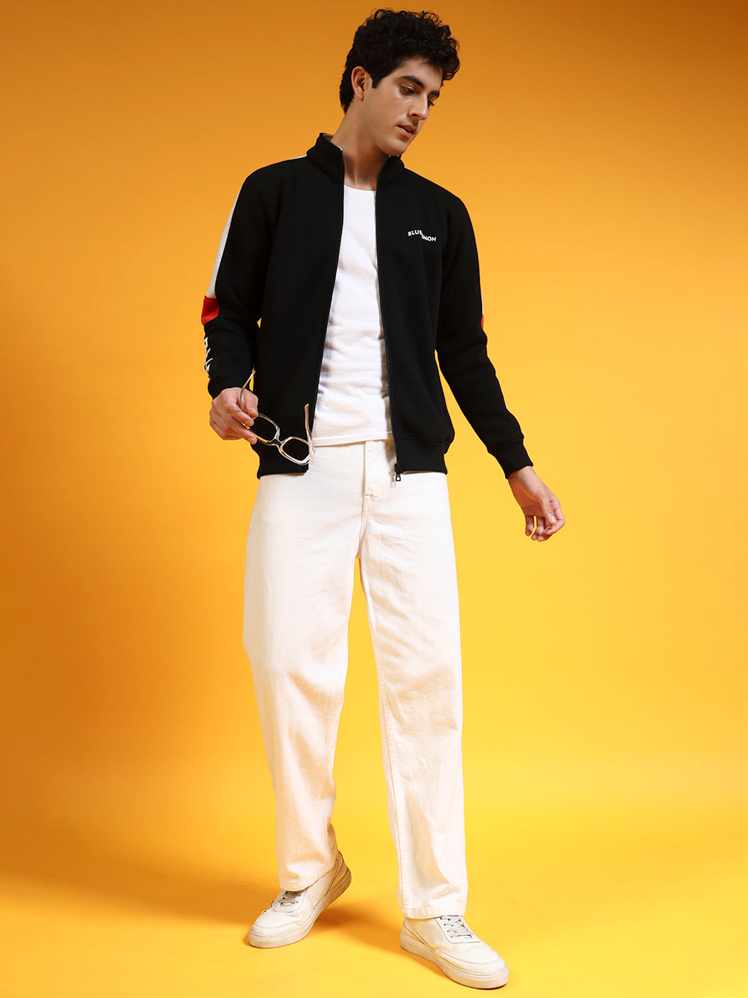 Blue Lemon Hash Brown Half Stripped Sweatshirt
