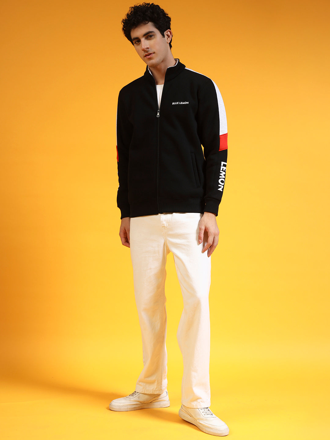 Blue Lemon Grey Half Stripped Sweatshirt
