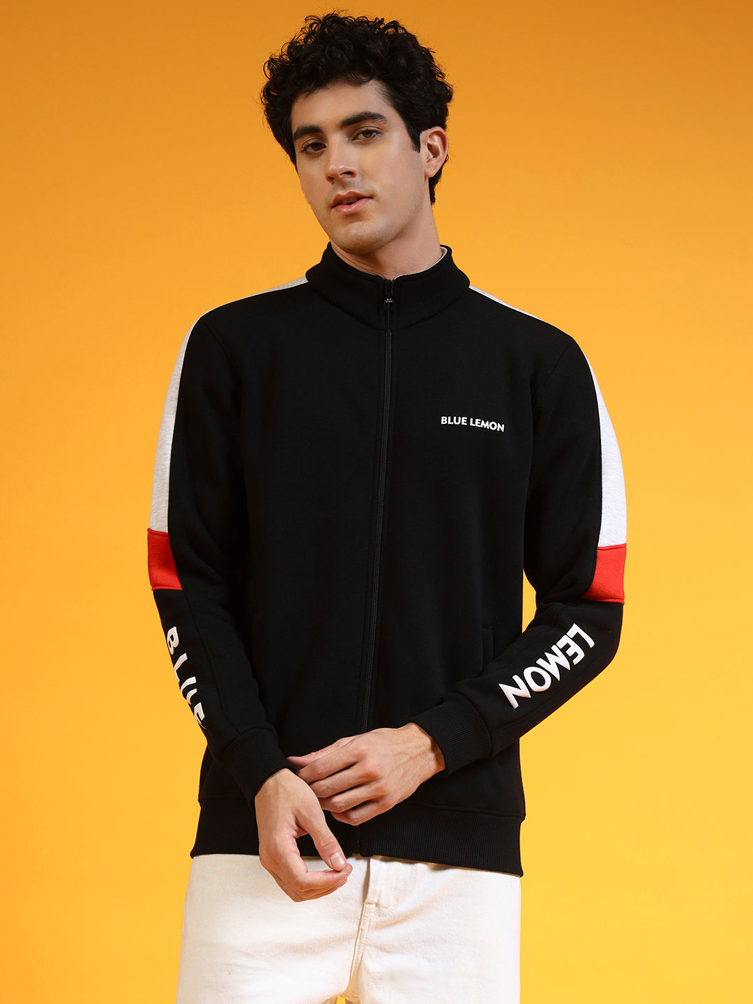 Blue Lemon Hash Brown Half Stripped Sweatshirt