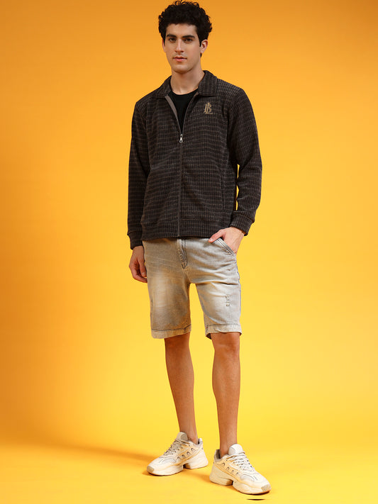 Blue Lemon Brown Knit Zip up Sweatshirt