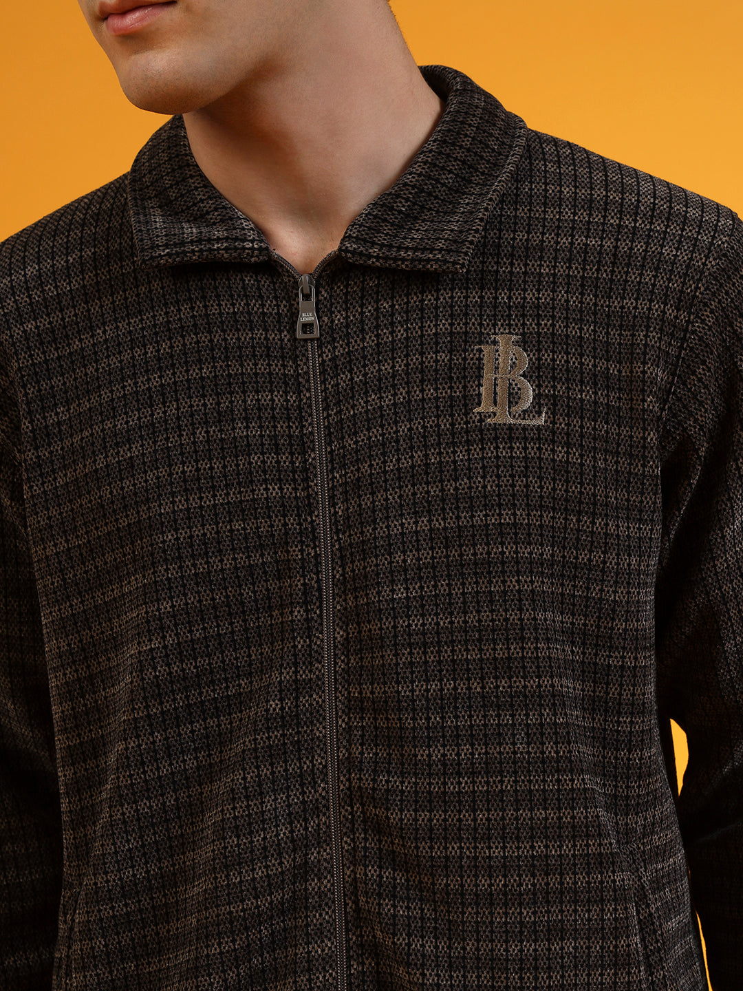 Blue Lemon Grey Knit Zip up Sweatshirt