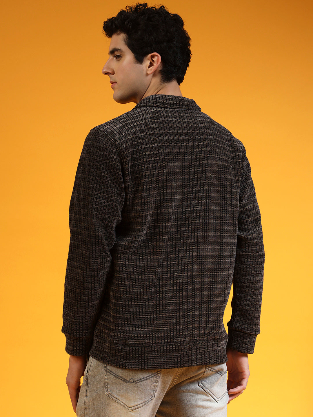 Blue Lemon Grey Knit Zip up Sweatshirt