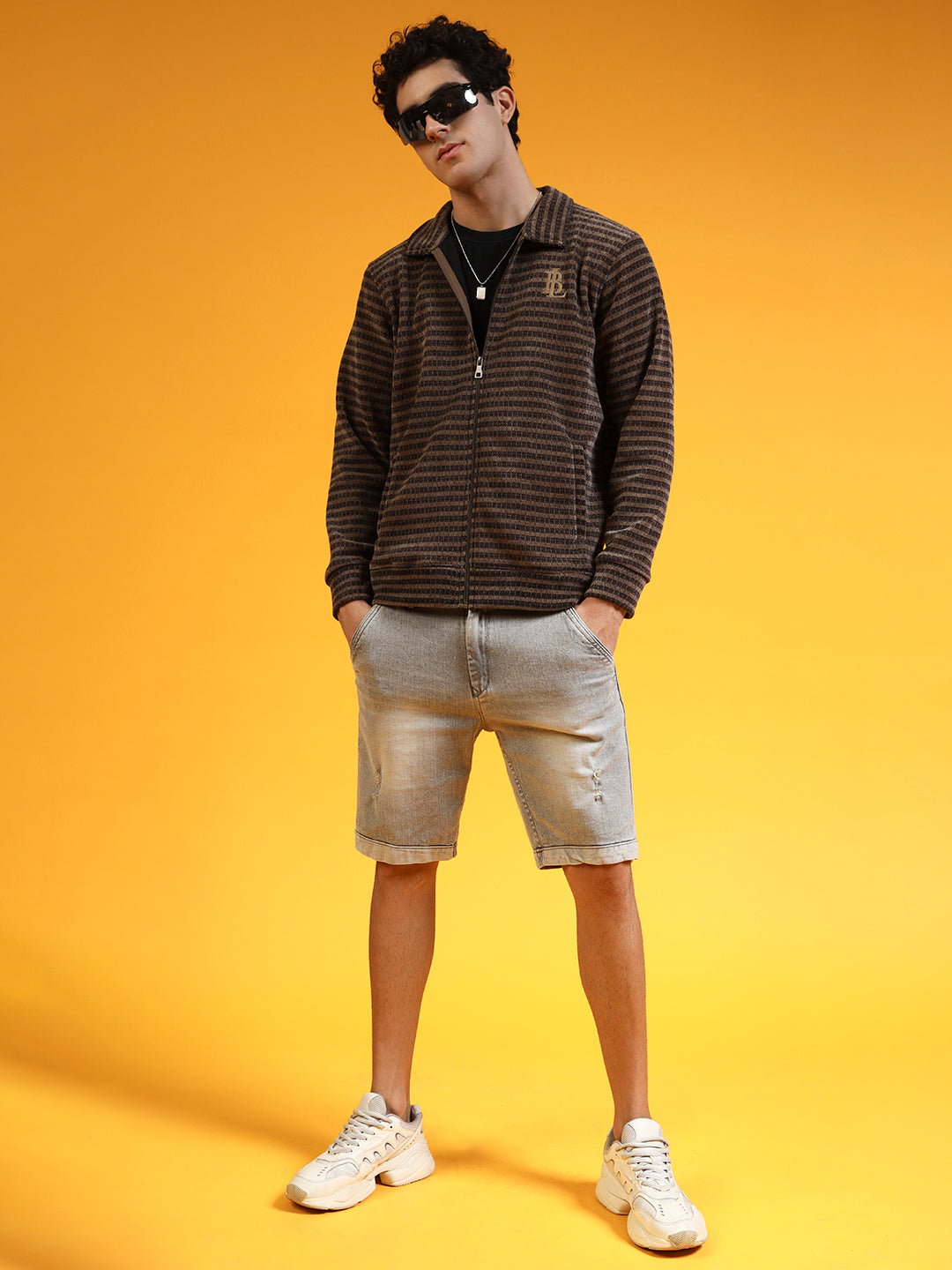 Blue Lemon Grey Knit Zip up Sweatshirt