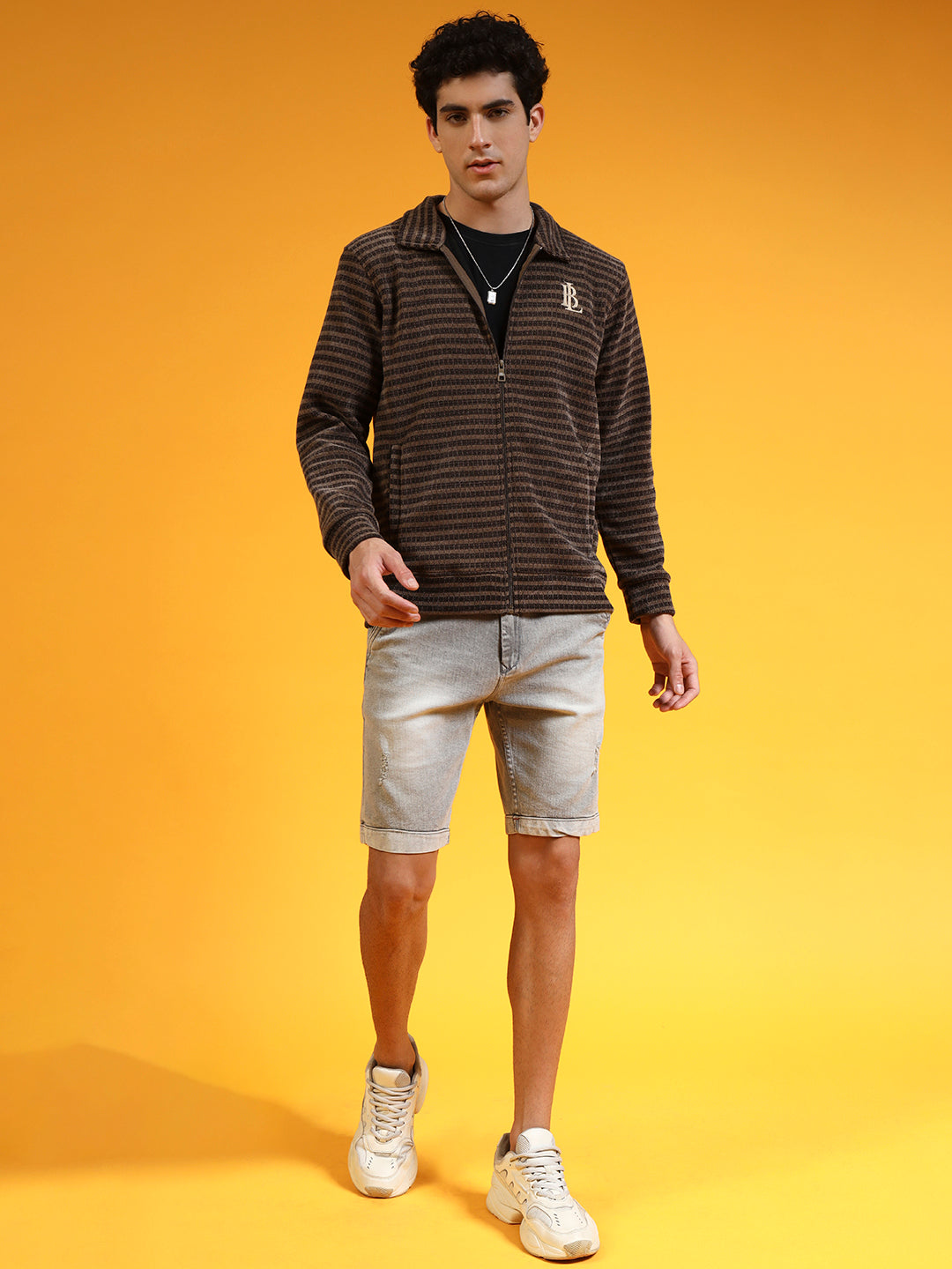 Blue Lemon Grey Knit Zip up Sweatshirt