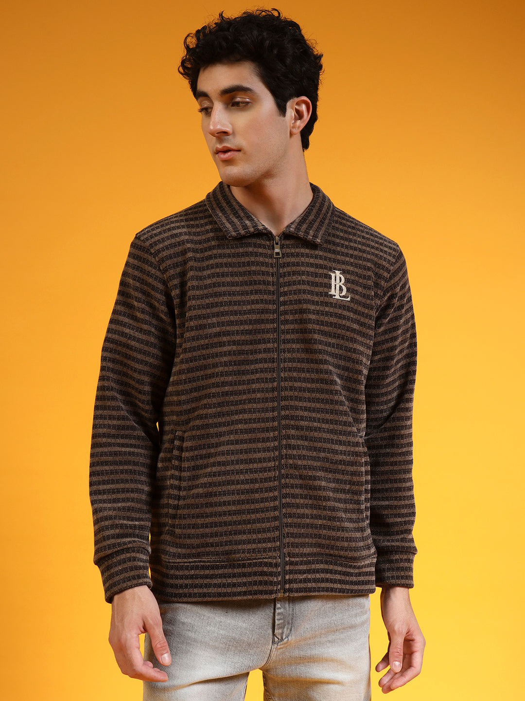 Blue Lemon Brown Knit Zip up Sweatshirt