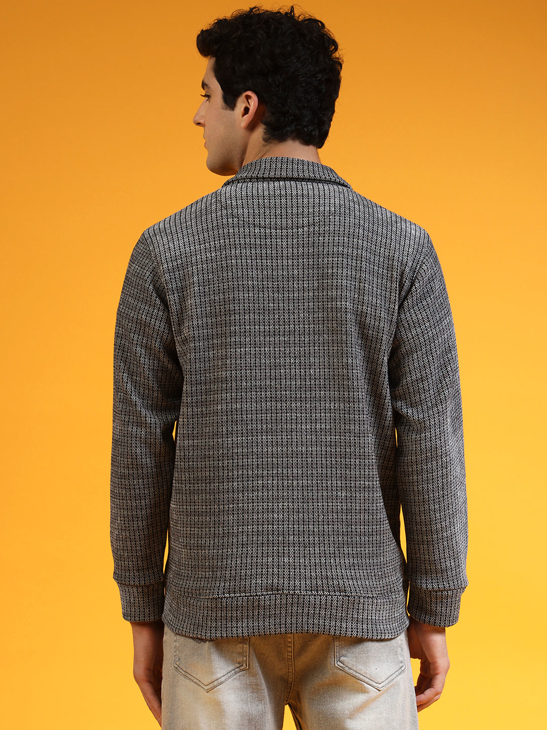 Blue Lemon Grey Knit Zip up Sweatshirt