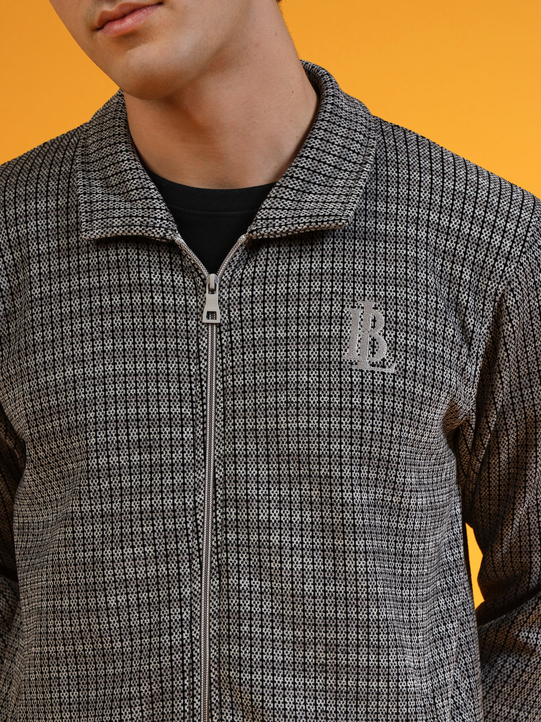 Blue Lemon Grey Knit Zip up Sweatshirt