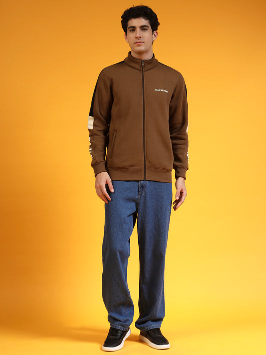 Blue Lemon Hash Brown Half Stripped Sweatshirt