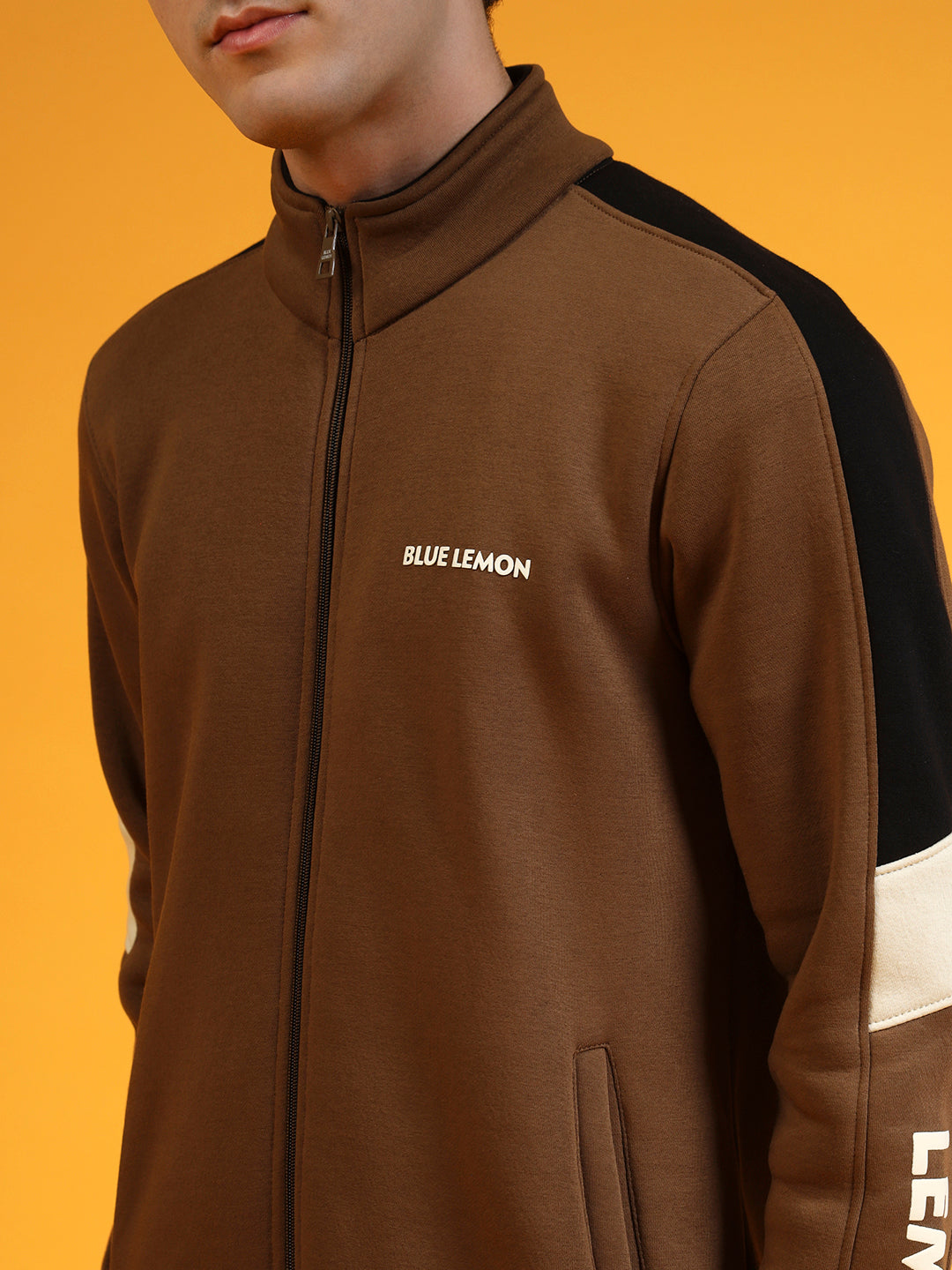 Blue Lemon Hash Brown Half Stripped Sweatshirt