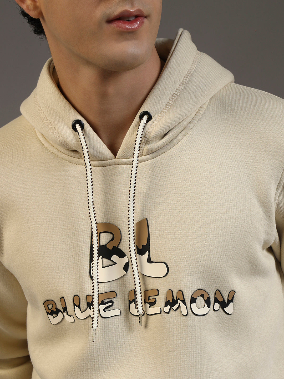 Blue Lemon Printed Midnight Black Hoodie