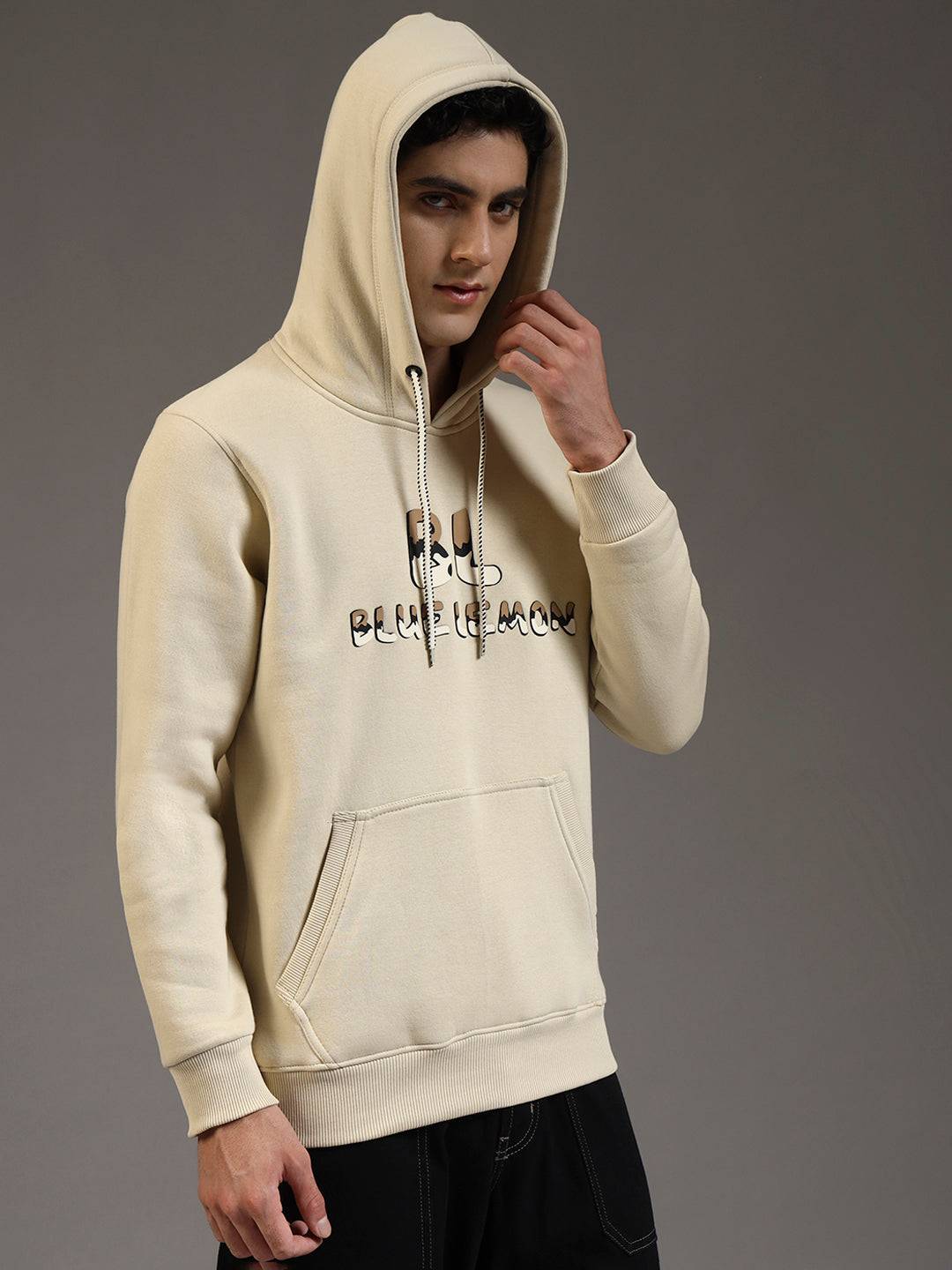 Blue Lemon Printed Midnight Black Hoodie