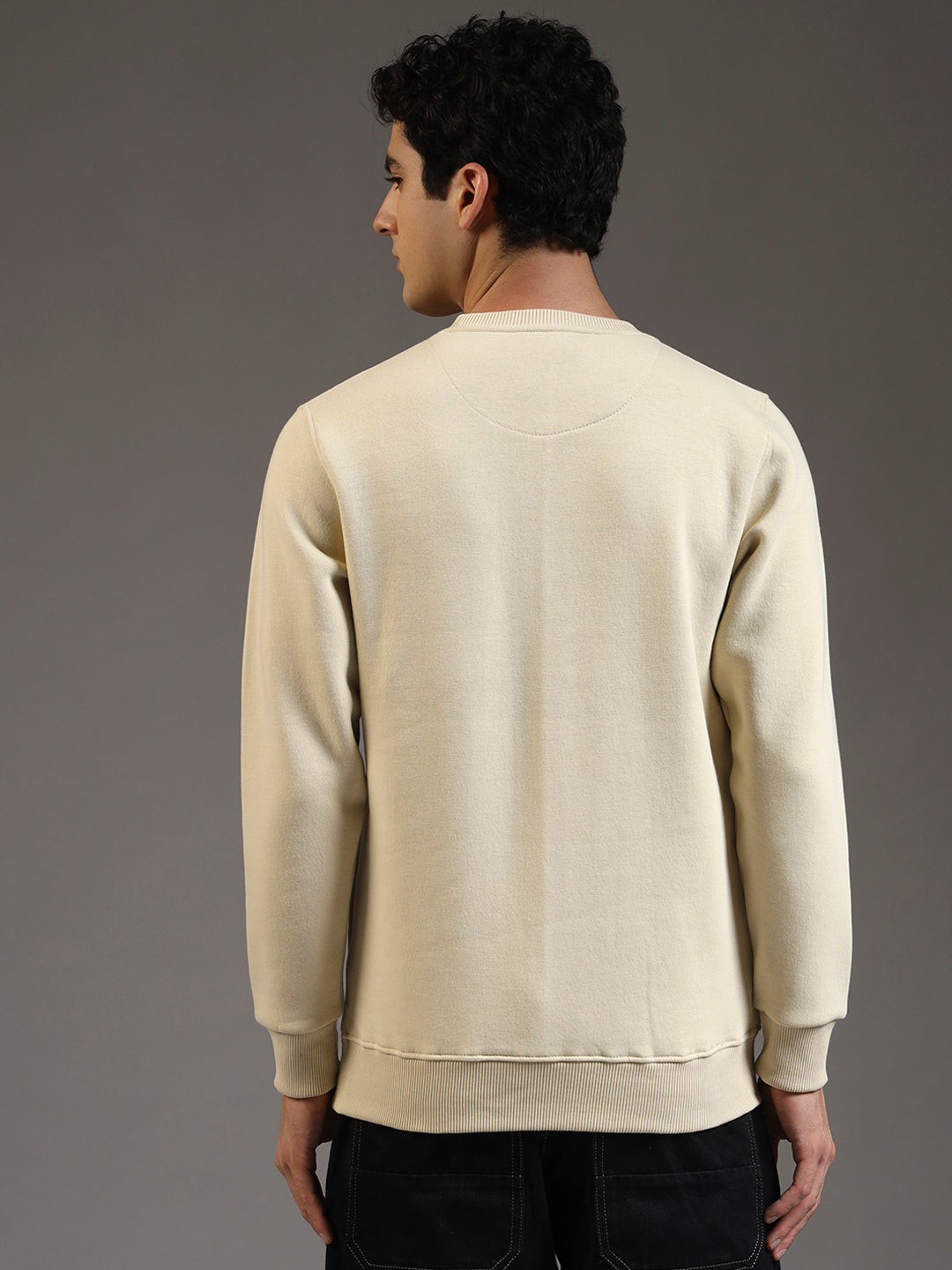Blue Lemon Embroidered Sand Beige Sweatshirt