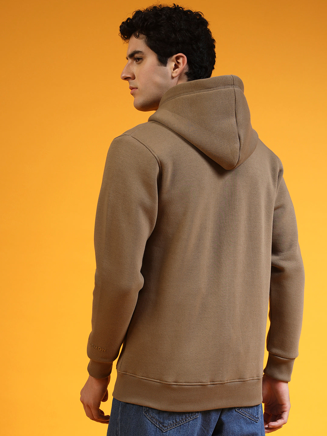 Blue Lemon Beige Printed Zip-Up Hoodie