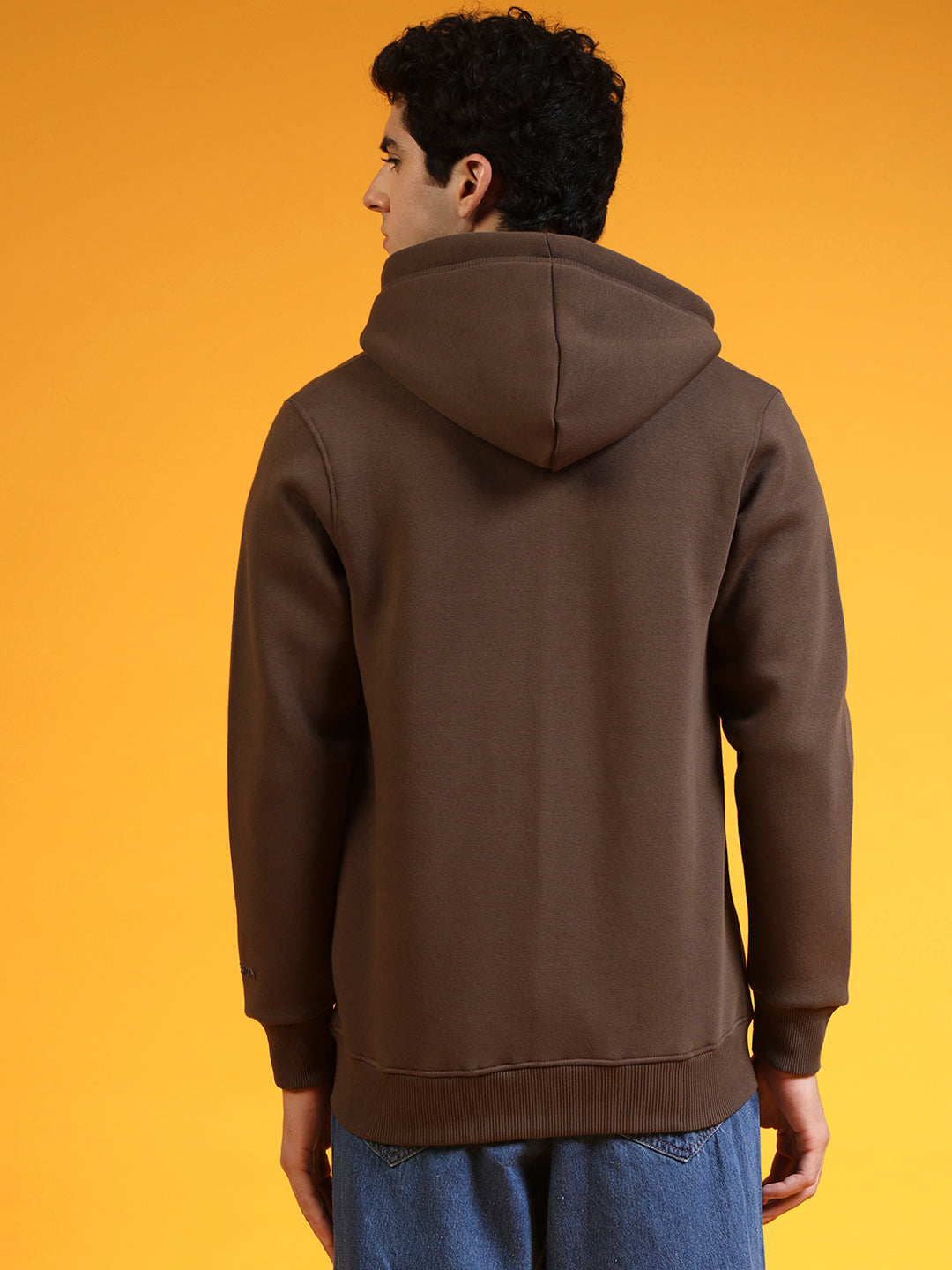 Blue Lemon Beige Printed Zip-Up Hoodie