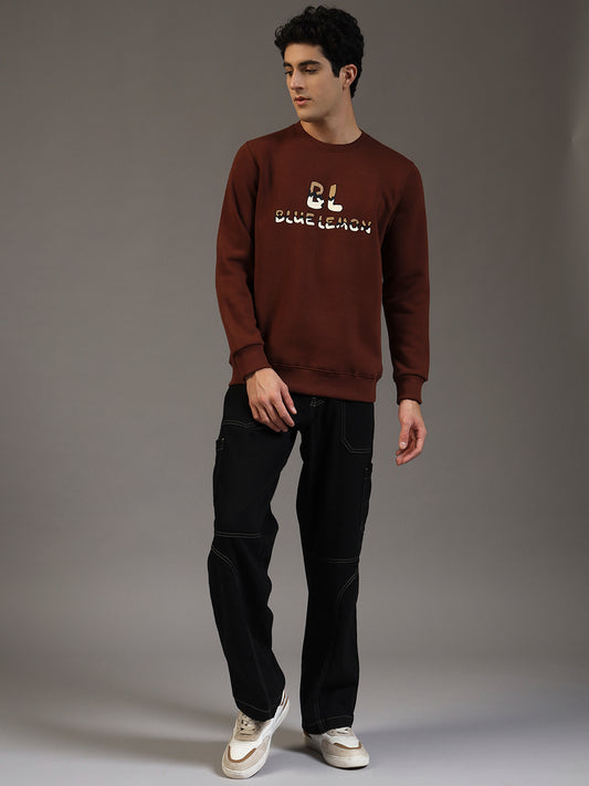 Blue Lemon Printed Chocolate Brown Sweatshirt