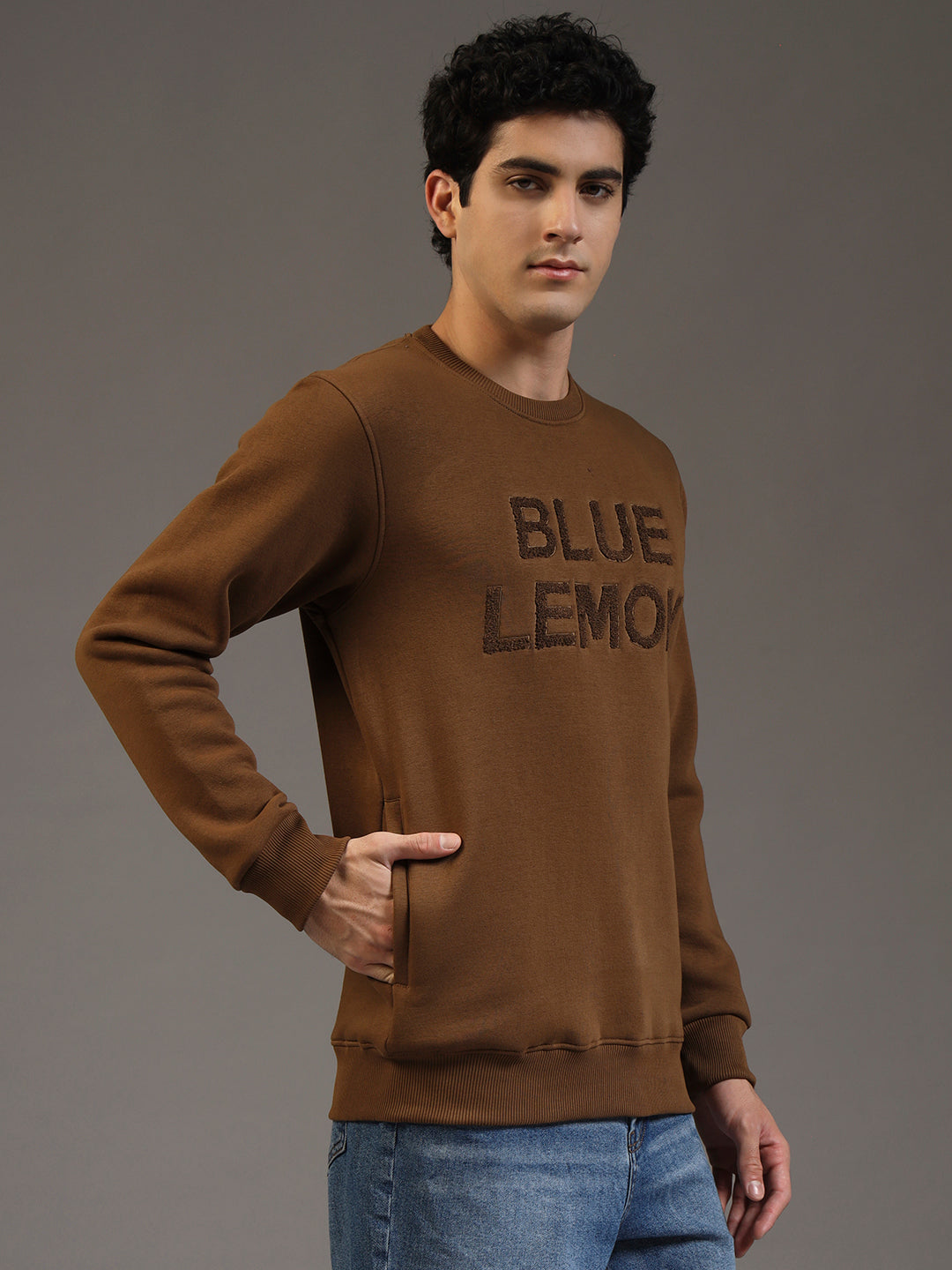 Blue Lemon Embroidered Hash Brown Sweatshirt