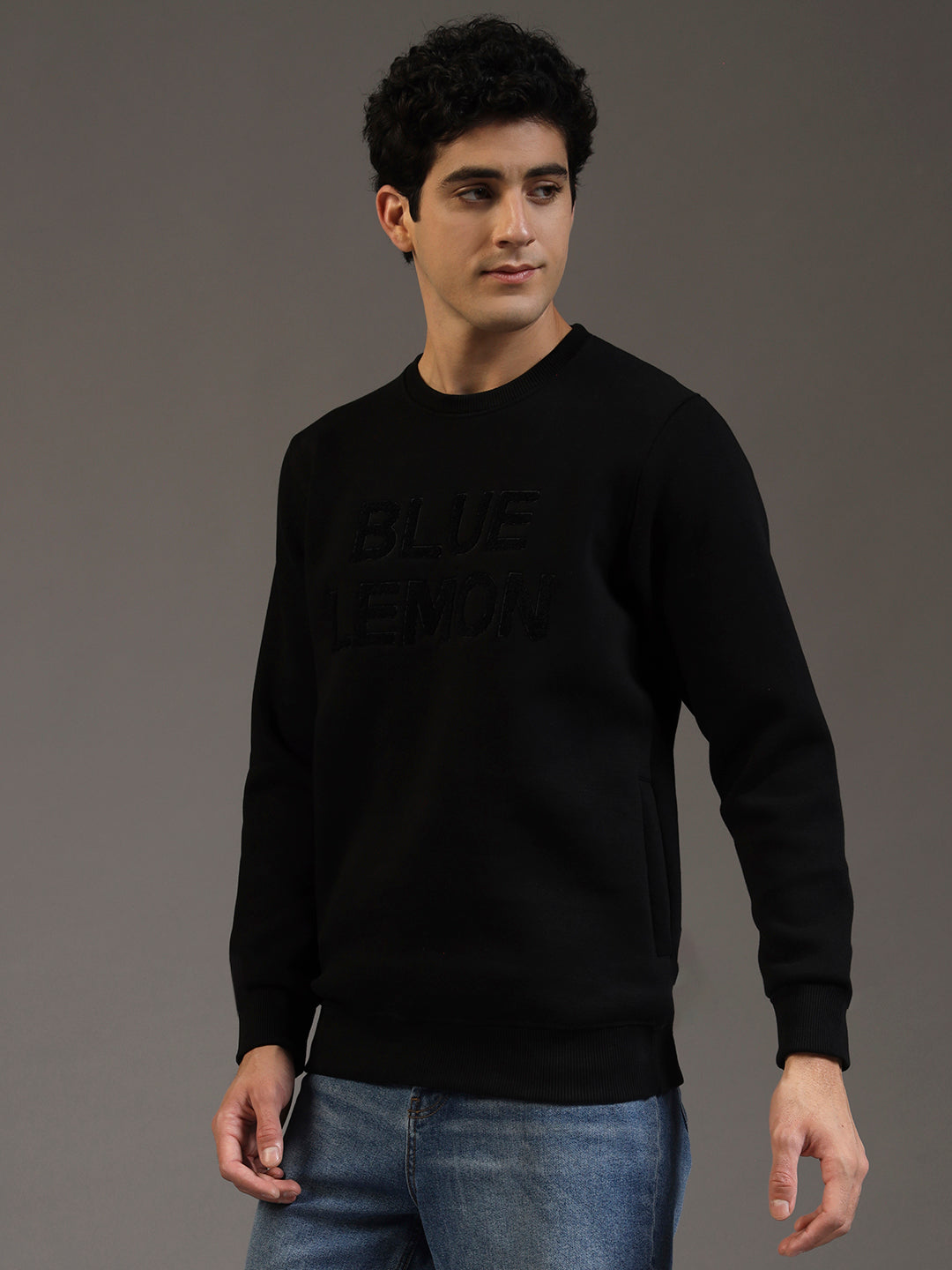 Blue Lemon Embroidered Hash Brown Sweatshirt