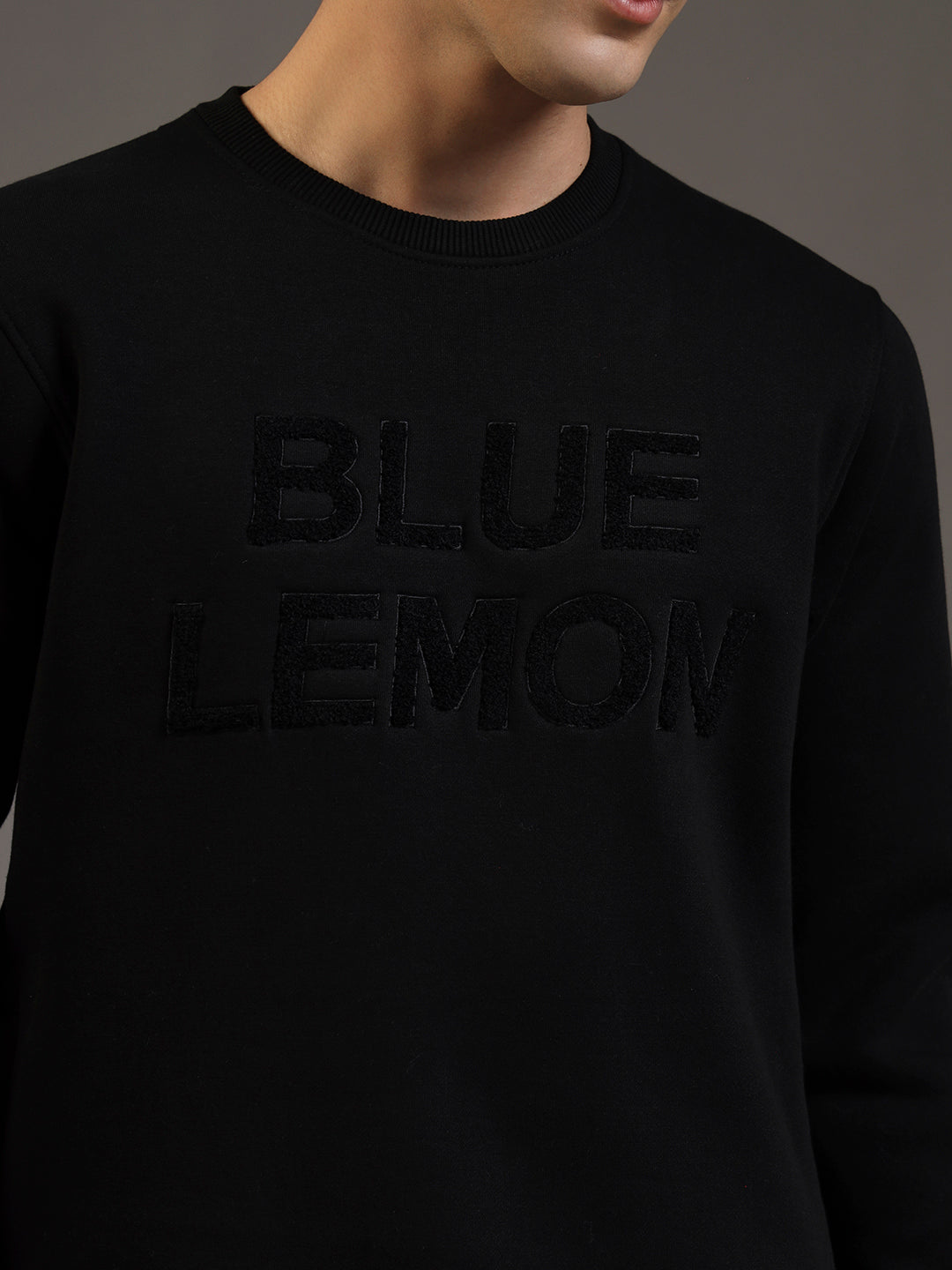 Blue Lemon Embroidered Sand Beige Sweatshirt