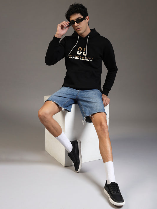 Blue Lemon Printed Midnight Black Hoodie