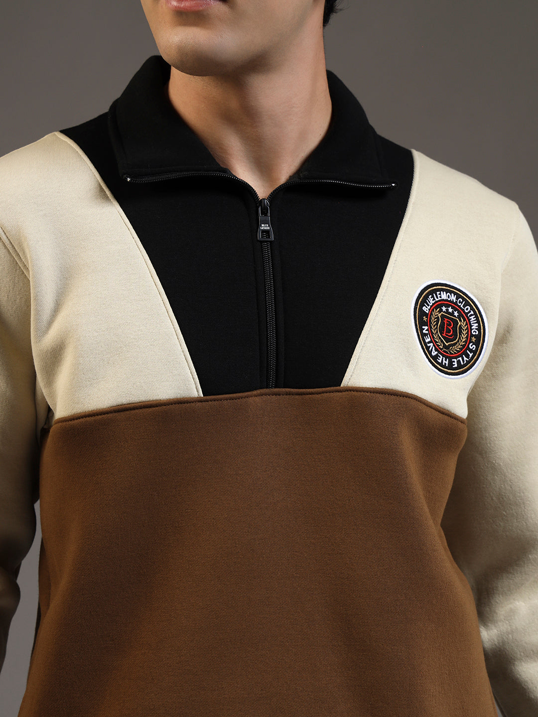 Blue Lemon Dual-Tone Red Quarter-Zip Sweatshirt