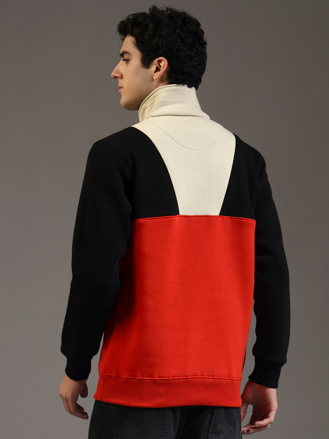Blue Lemon Dual-Tone Red Quarter-Zip Sweatshirt