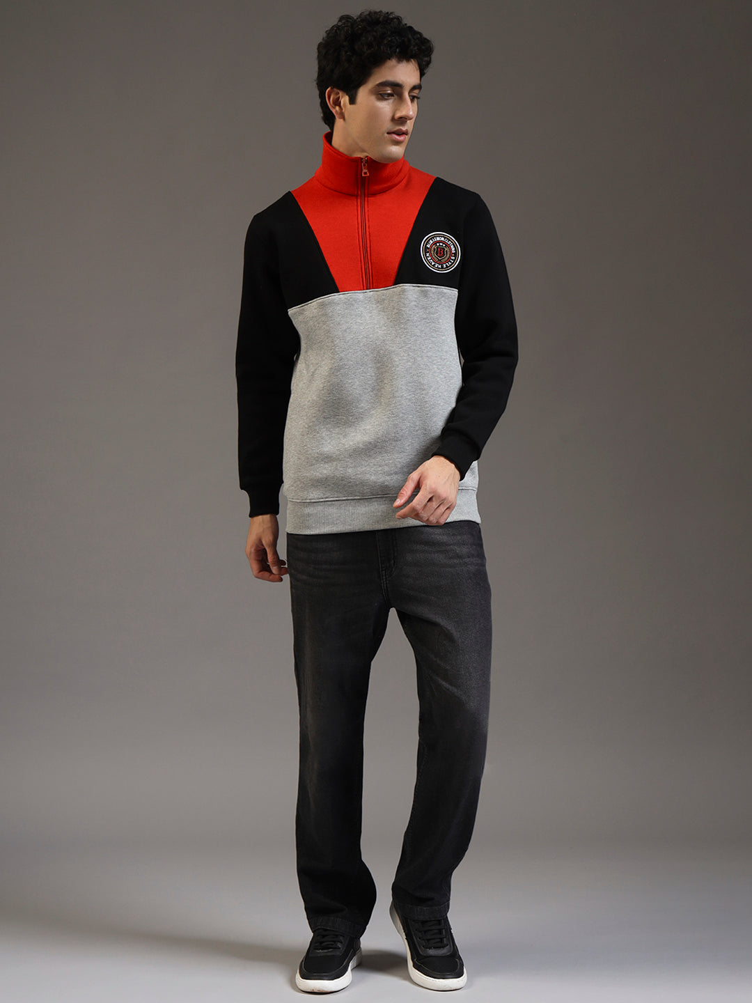 Blue Lemon Dual-Tone Red Quarter-Zip Sweatshirt