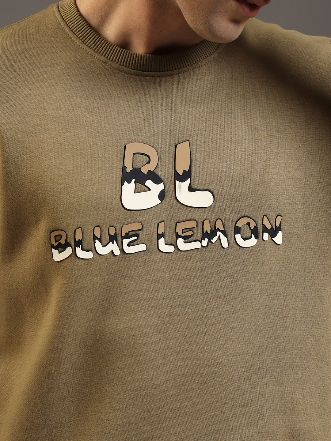 Blue Lemon Printed Dusty Brown Sweatshirt