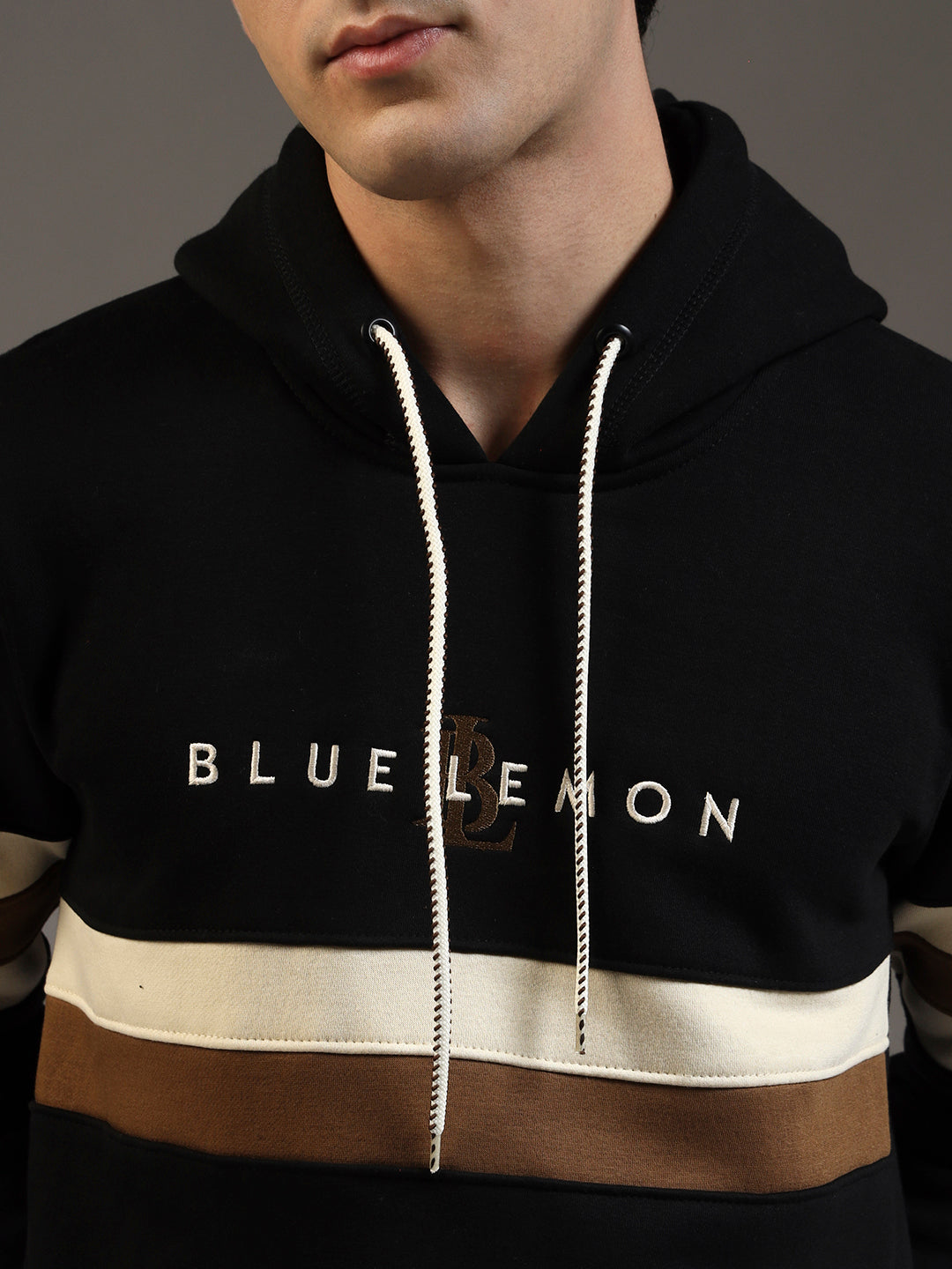 Blue Lemon Midnight Black Full Stripped Hoodie