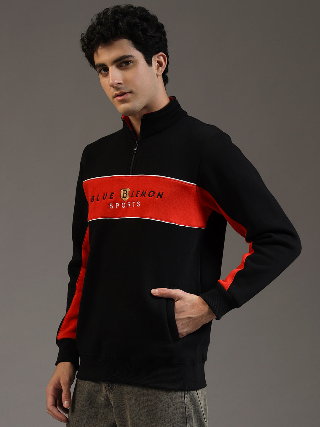 Blue Lemon Sandy Beige Stripe Quarter-Zip Sweatshirt