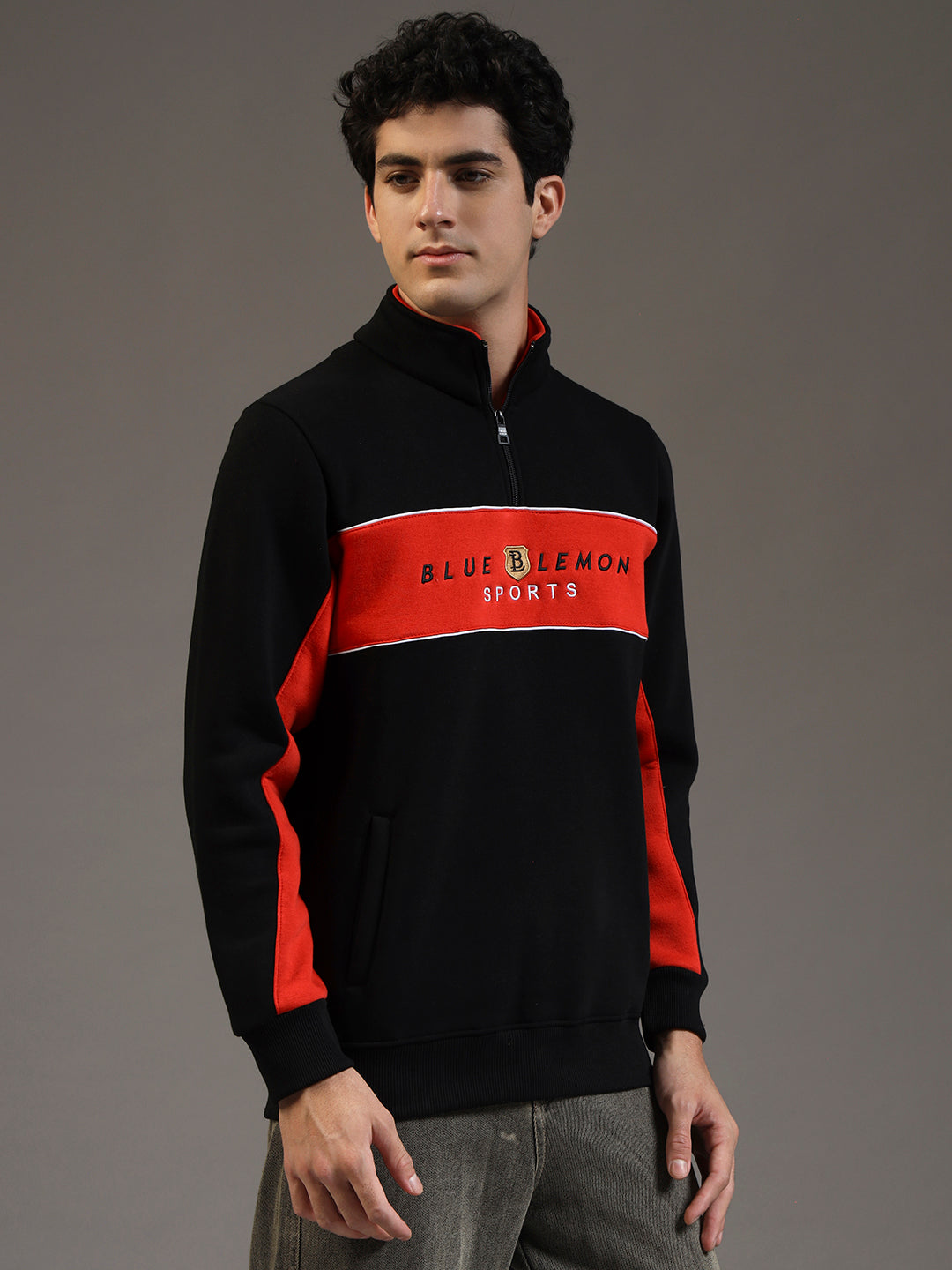 Blue Lemon Sandy Beige Stripe Quarter-Zip Sweatshirt