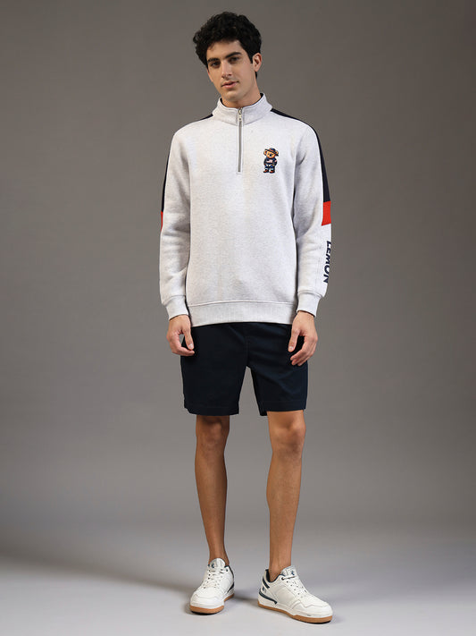 Blue Lemon Snowy White Quater-Zip Sweatshirt