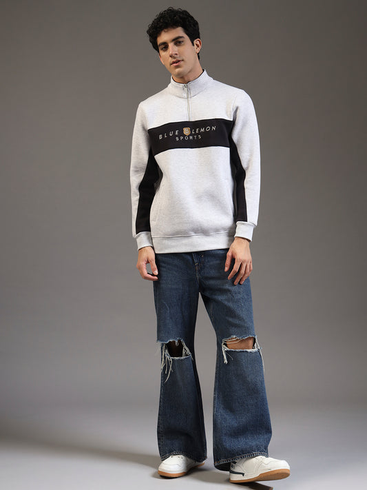 Blue Lemon Snowy White Stripe Quarter-Zip Sweatshirt