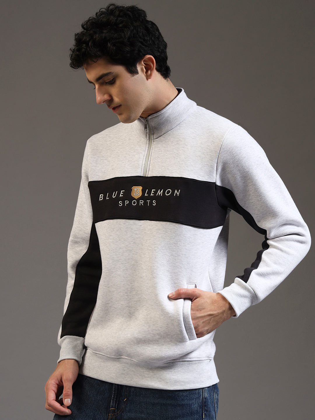 Blue Lemon Sandy Beige Stripe Quarter-Zip Sweatshirt