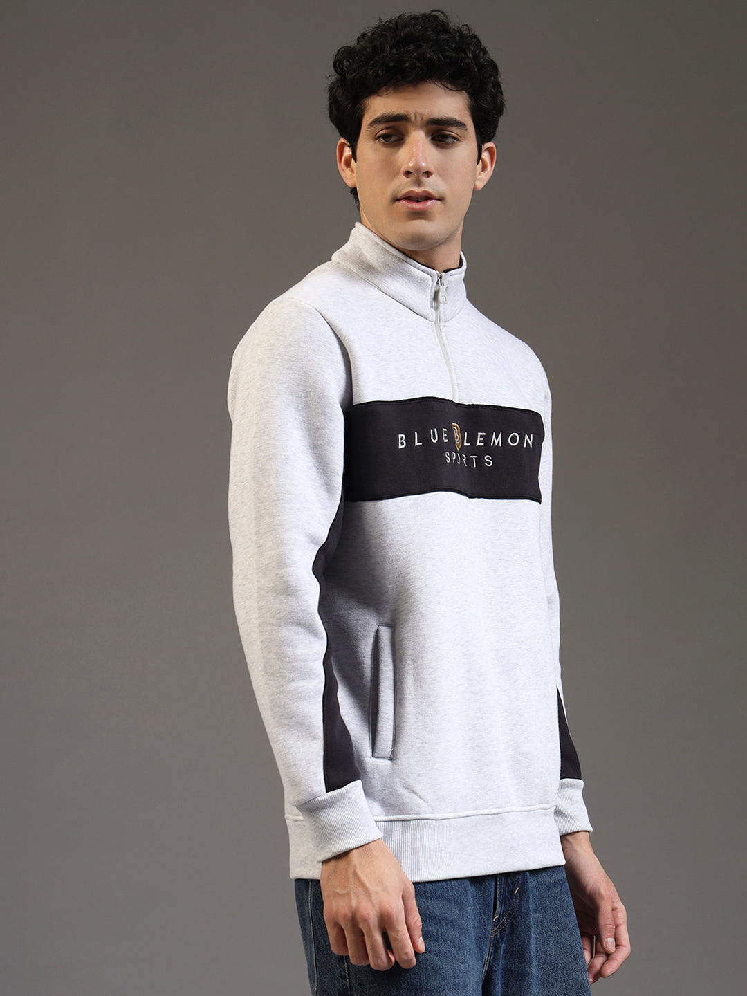 Blue Lemon Sandy Beige Stripe Quarter-Zip Sweatshirt