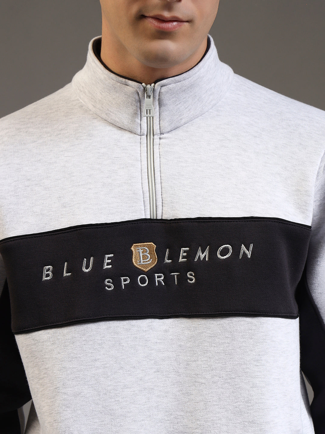 Blue Lemon Sandy Beige Stripe Quarter-Zip Sweatshirt