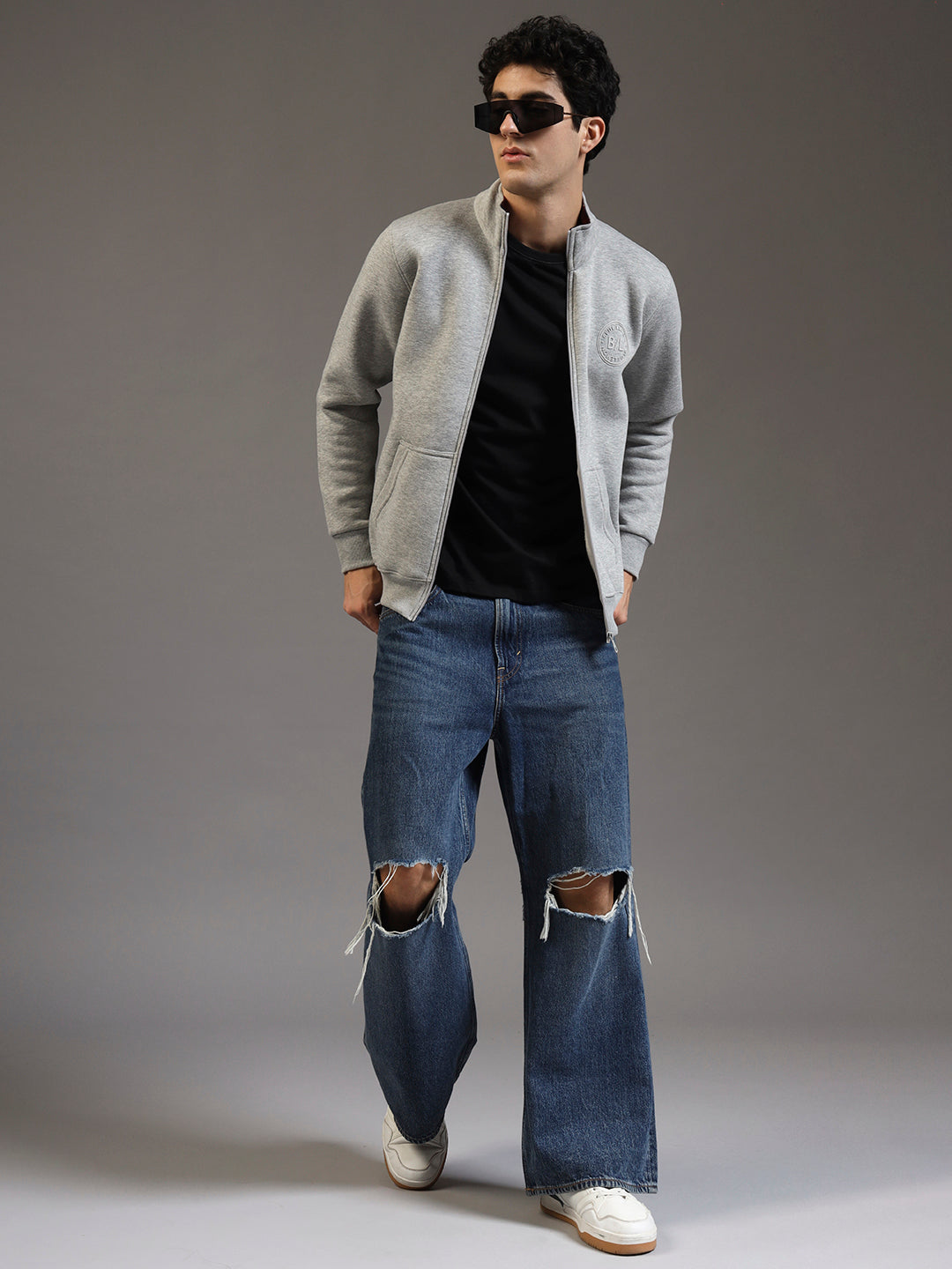 Blue Lemon Hazelnut Brown Zip up Sweatshirt