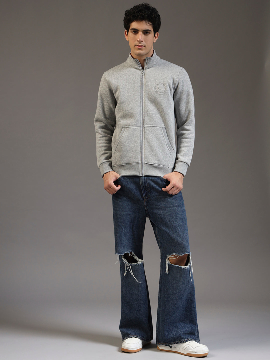 Blue Lemon Hazelnut Brown Zip up Sweatshirt