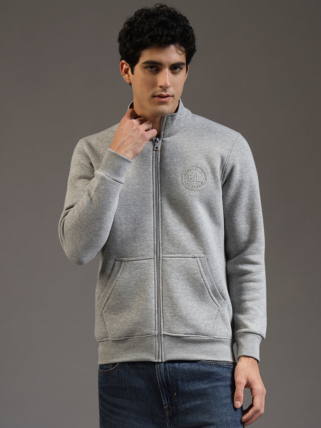 Blue Lemon Hazelnut Brown Zip up Sweatshirt