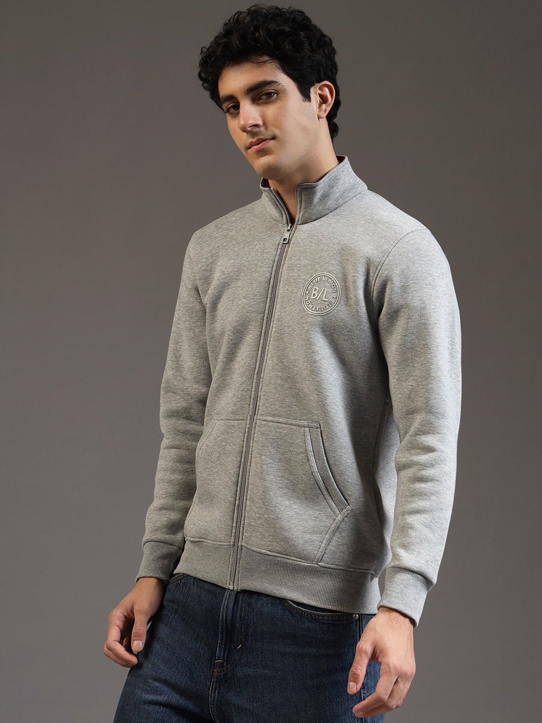 Blue Lemon Hazelnut Brown Zip up Sweatshirt