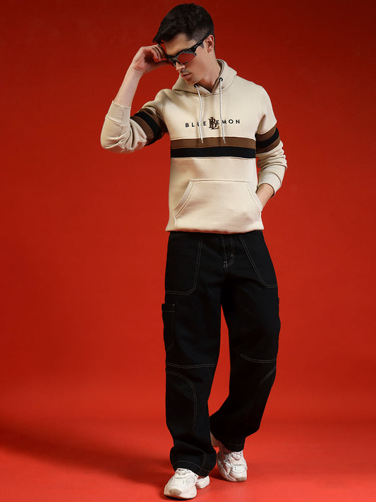 Blue Lemon Sandy Beige Full Stripped Hoodie