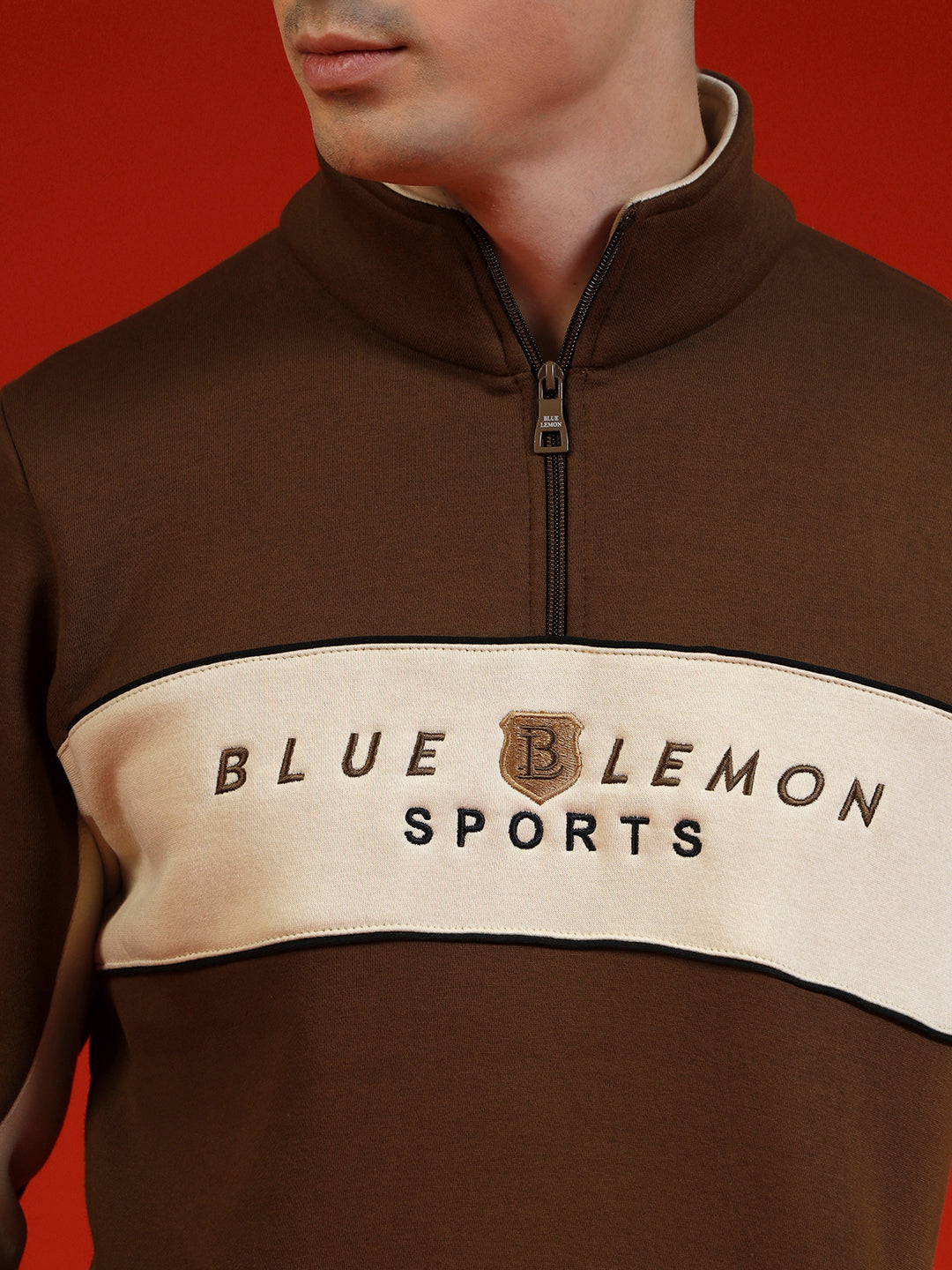 Blue Lemon Sandy Beige Stripe Quarter-Zip Sweatshirt
