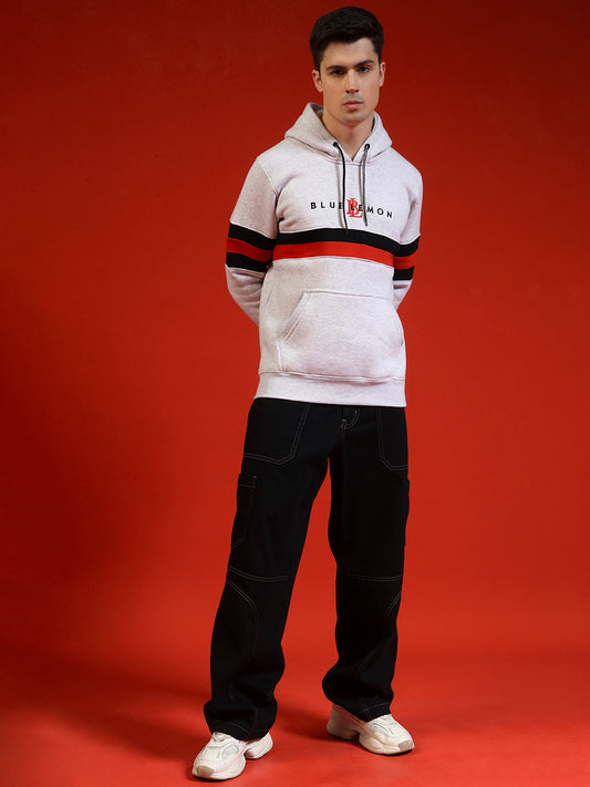Blue Lemon Snowy White Full Stripped Hoodie